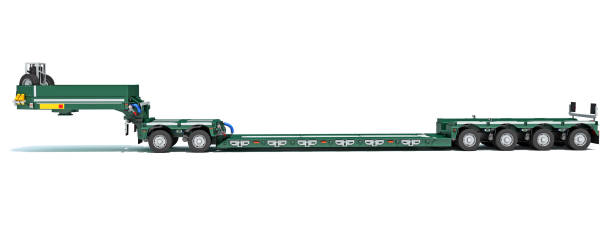 green flatbed semi-trailer