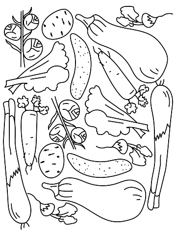 Outline Set Of Simple Doodle Vegetables Coloring Page For Kids Leisure Outline Set Of Simple Doodle Vegetables Coloring Page For Kids Leisure