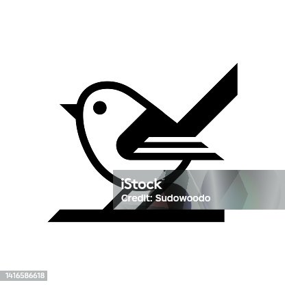 istock Simple cartoon bird logo 1416586618