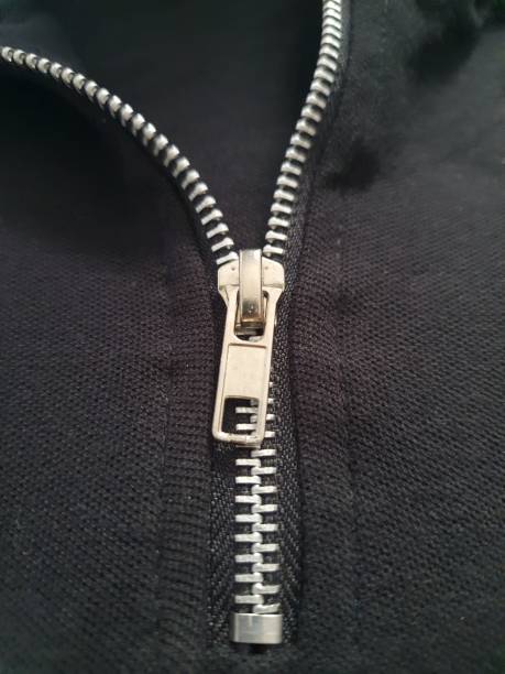 istock Close-up of chrome zipper, 1416589218