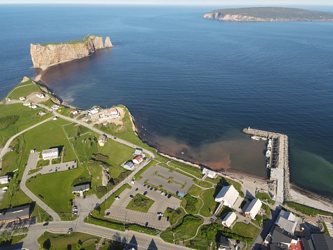 Aerial view of the city Percé in Quebec
