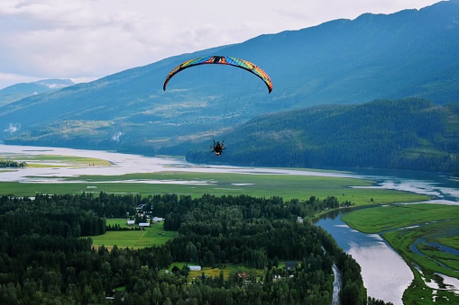 Photos of me riding my paramotor in British Columbia in 2019