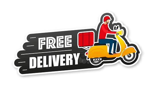 Free delivery. Express delivery icon. Price tag. Vector stock illustration