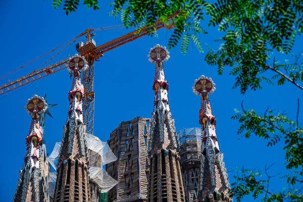 A closeup shot of the Expiatory Temple of the Holy Family located in Barcelona during daylight