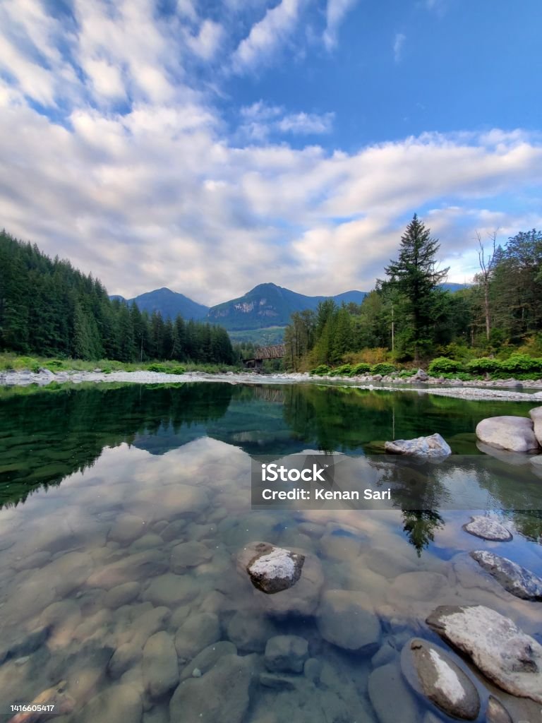 Skykomish river .. Beauty In Nature Stock Photo