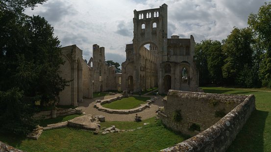 Ruin of the monastery with the Abbey Jumieges, Normandy, France