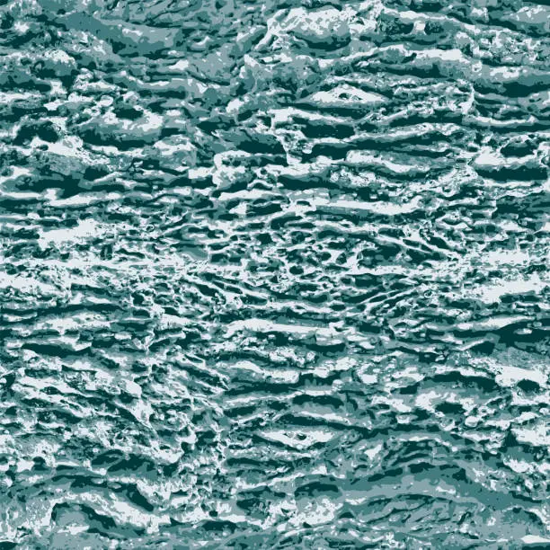 Vector illustration of Seamless pattern of sea waves and foam