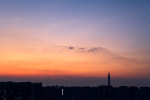 autumn sky, sunset and skyline