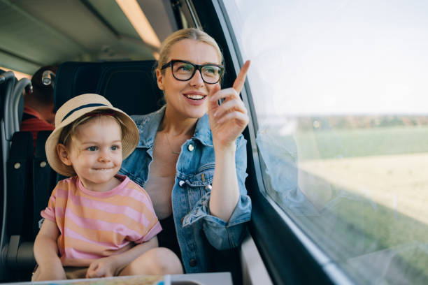 istock Happy Mother And Daughter Having Fun While Riding On The Train Together 1416623506