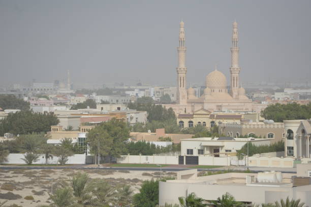 istock Dubai  view from the water park tower Mosque 1416627316