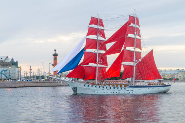 a ship with scarlet sails in St. Petersburg
