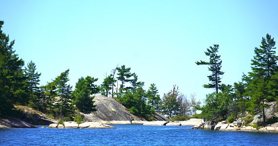 Rocky Islands and Pine trees in Georgian Bay Ontario, Canada