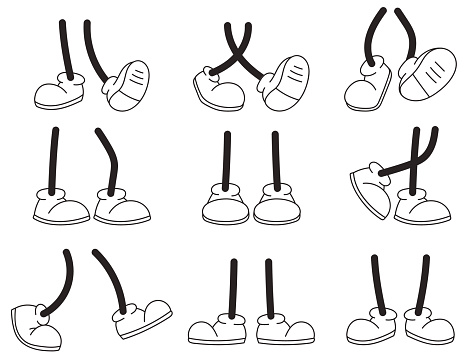 Cartoon leg foot mascot comic doodle style design illustration collection set