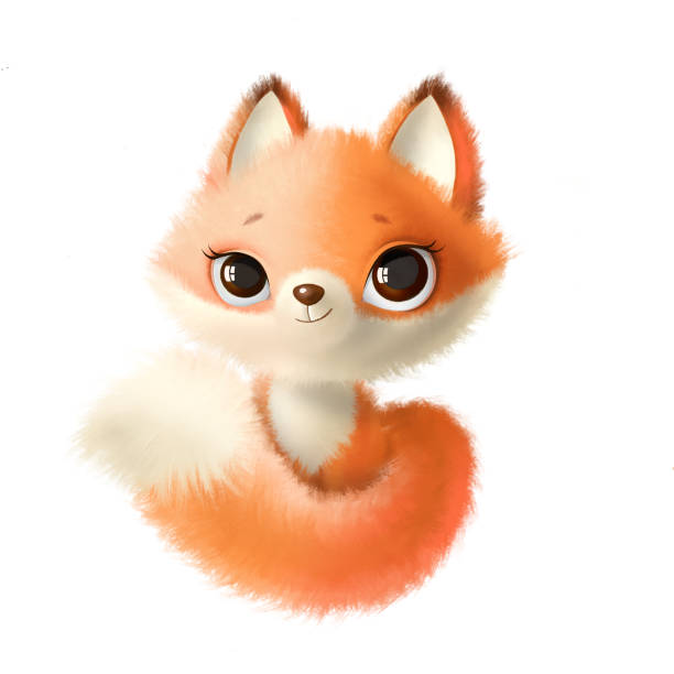 istock Cute red baby fox illustration isolated on a white background. Cute cartoon character. Woodland animals. 1416675134