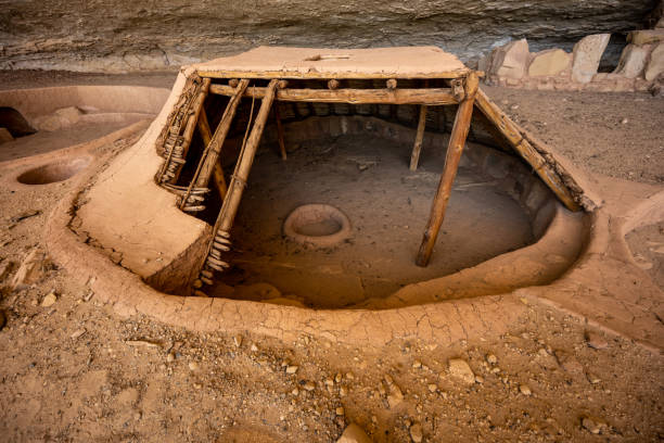 istock Kiva Roof Reconstructed with log and dirt ceiling 1416691591