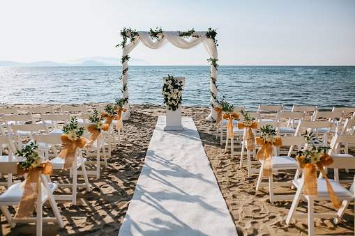 Beautiful wedding arch on the beach