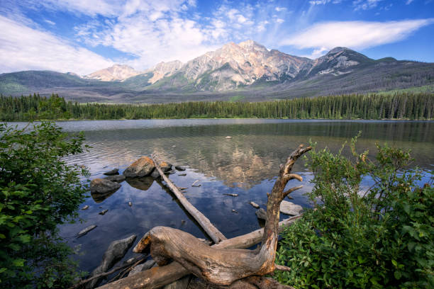 Pyramid Lake and Pyramid Mountain in summer, Jasper National Park, AB, Canada