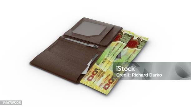 3d Rendering Of Papua New Guinean Kina Notes In Wallet Stock Photo - Download Image Now