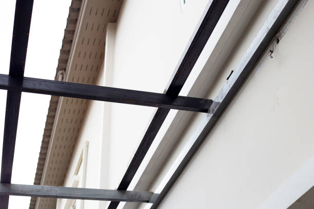 istock Steel roof structure. Build a room addition 1416710059