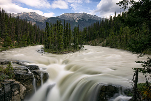 Sunwapta Falls in summer, Jasper National Park, AB, Canada