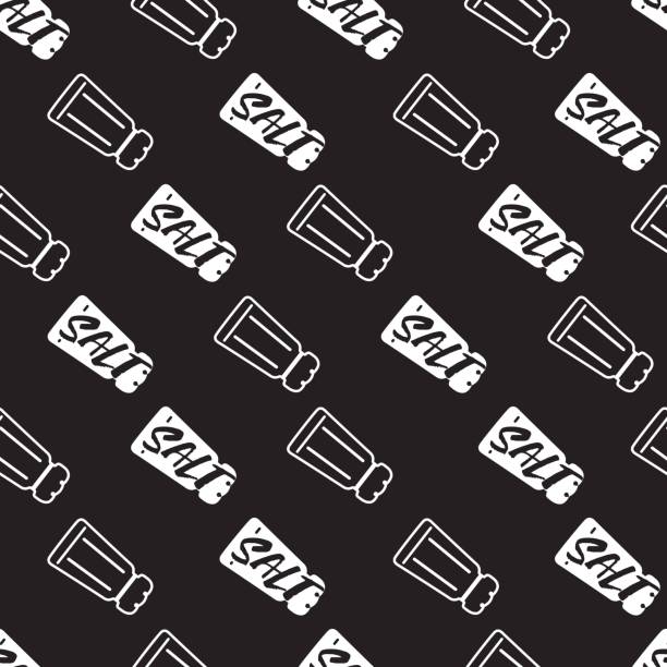 ilustraciones, imágenes clip art, dibujos animados e iconos de stock de salero abstracto vector silueta gráfica arte patrón sin fisuras - condiment food silhouette salt shaker
