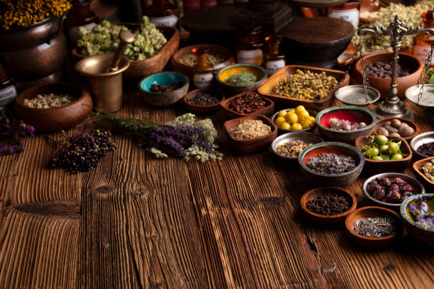 istock Natural medicine background. 1416731516
