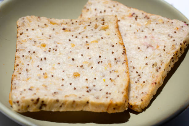 Stack of bread slices with whole grains
