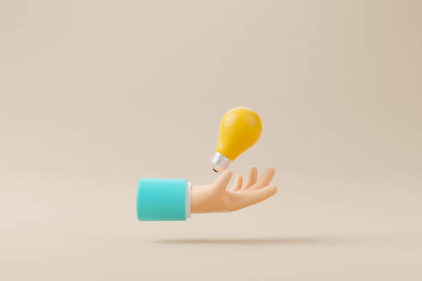 istock Hand holding lightbulb on background. Thinking, Creative thinking good ideas and innovation concept. 3d render illustration 1416740110