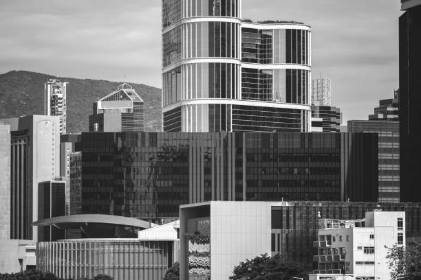 istock Hong Kong Commercial Building Close Up; black and white color 1416743708