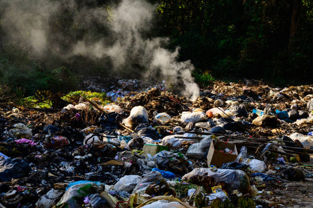 istock Garbage pollution from small towns  Incinerated and disposed of incorrectly A source of pollution And spread the disease.Smoke of burning garbage into the air- pollution from waste garbage . 1416743719