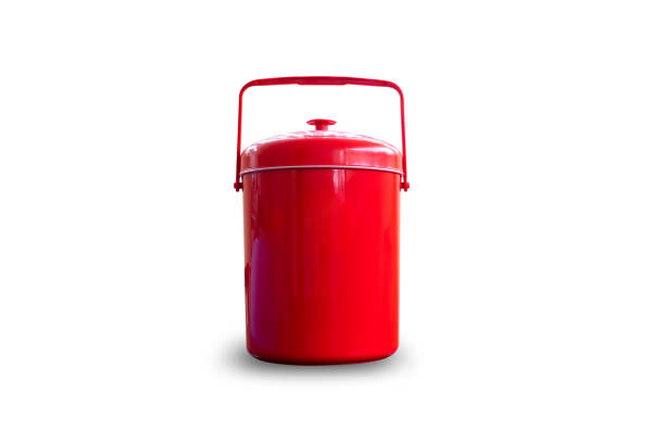 istock Red ice bucket isolated on white background 1416758544