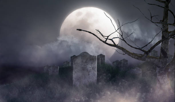 istock full moon night at grave halloween poster design 1416772765