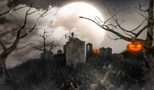istock full moon night at grave halloween poster design 1416772768