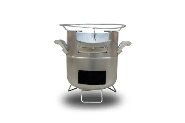 Stainless steel charcoal stove isolated on white background