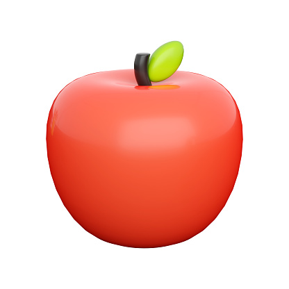 3d red apple. Concept for healthy life, education or fruit shop. High quality isolated render