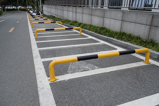 Motorcycle parking space in city square