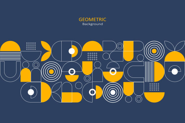 stockillustraties, clipart, cartoons en iconen met abstract flat geometric background, template design with the simple shape of circles, dots, and line art. landing page design. - geometrische