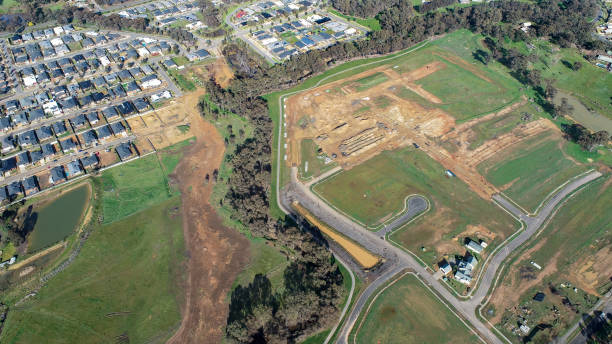 istock Aerial views of housing development construction 1416779871