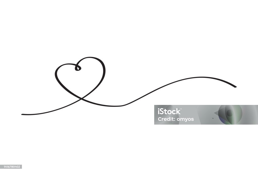 Love Shape Line Simple Vector Hand Draw Sketch 2 Love Shape One Line Isolated On White ...