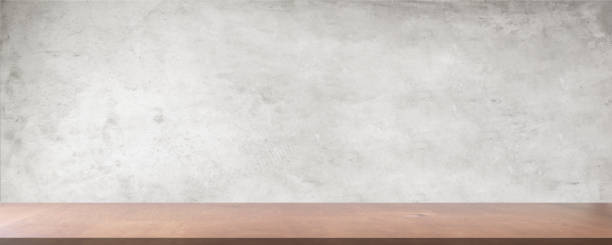 istock Wood shelves on Cement wall background 1416781481