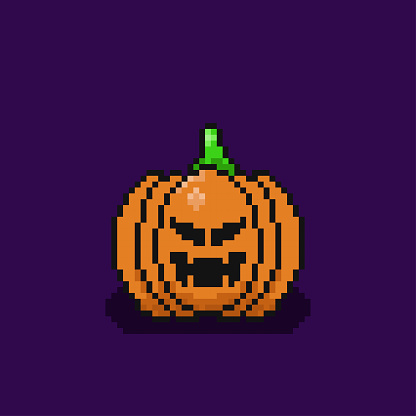 pixel art pumpkin scary halloween,vector illustration