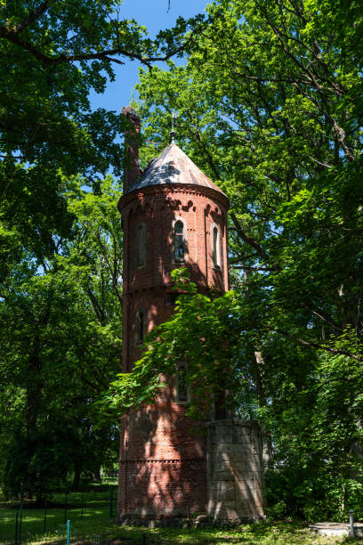 istock Old, historical, red brick Seja manor water tower, Latvia. 1416792432