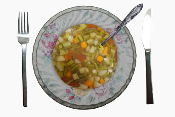 Mixed vegetable soup Meal served in a deep plate