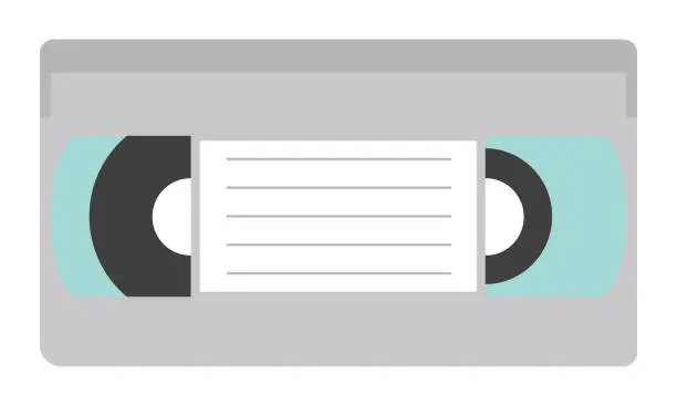 Vector illustration of Videotape. Equipment of the 80s, 90s for video playback. Flat style. Vector