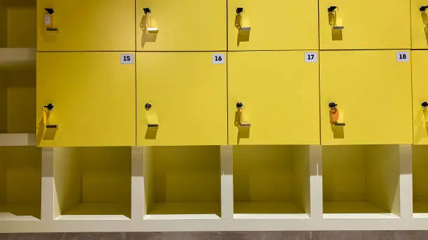 Photo of a yellow shoe locker in one of the mosques in a shopping center
