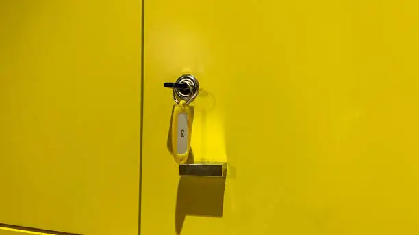 Photo of a yellow shoe locker in one of the mosques in a shopping center