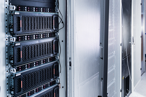 Pc Hardware Rack Racks Filled With Computer Hardware Inside Internet Datacenter Stock ...