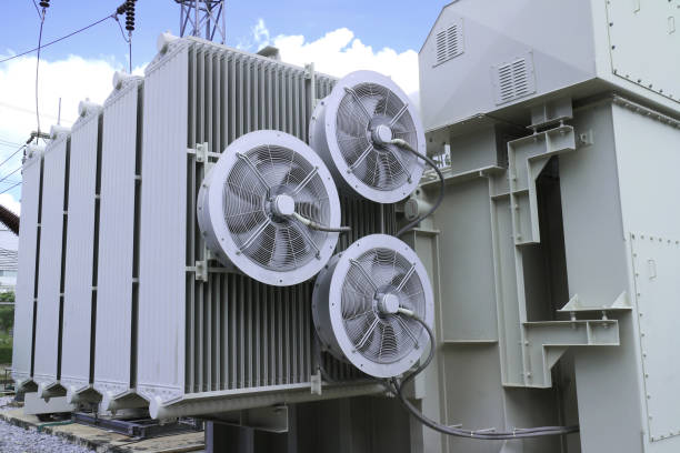 Ventilation Fans of a Power Transformer stock photo