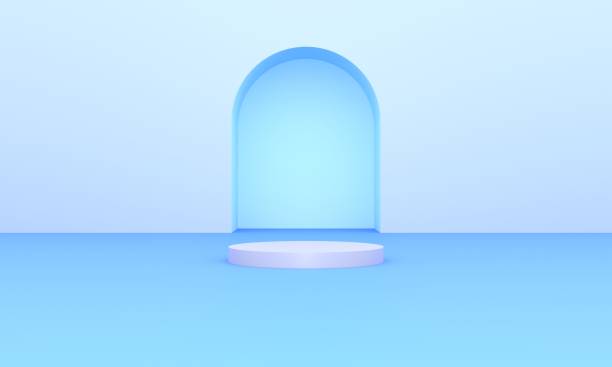 istock blue podium or platform with blue background 3d illustration rendering for flyer display products, design advertising and etc 1416802162