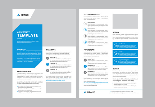 istock Case study template with business case study booklet layout  and double side flyer design 1416809572